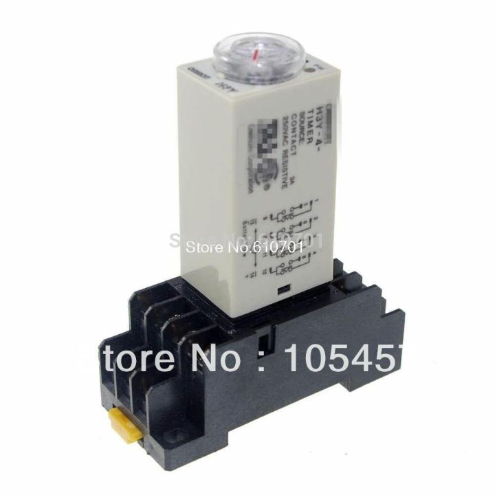 1ชิ้น12vdc-24vac-110vac-220vac-รีเลย์-h3y-4เปิด-ตั้งเวลา3วินาที4pdt-14พิน3a