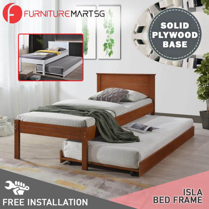[FurnitureMartSG] Isla Solid Rubberwood Bed Frame Flat Plywood Base