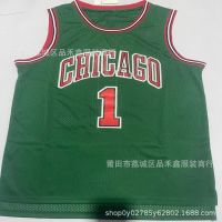 ♦▨❀ Wholesale jersey BULLS Bulls 1 rose rose embroidery green vintage basketball jersey