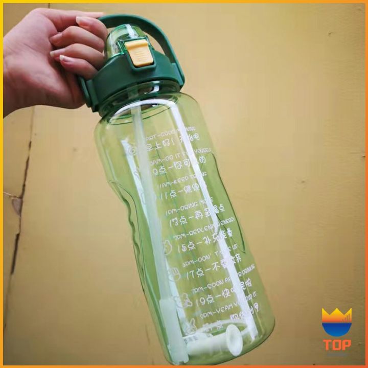 top-2000-ml-ขวดน้ำ-2-ลิตร-กระบอกใส่น้ำ-ขวดน้ำสุขภาพ-straw-cup