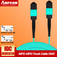 AMPCOM MPO กับ MPO ประเภท B ไฟเบอร์ OS1/2 OM3 OM4 OM5 8/12/24แกน Trunk สำหรับ10G QSFP + 100G QSFP28 Transceivers