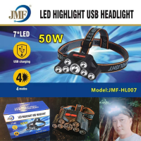 JMF ไฟฉายคาดหัว ไฟฉาย 50Wไฟฉายคาดหัวแรงสูง  30W*5LED/50W*7LED ชาร์จไฟได้