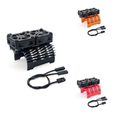 RC Fan RC Heatsink with Dual Cooling Fan RC Car Accessories for Hobbywing Leopard 4268 4274 4092 1/8 1/10 RC Car (Black)