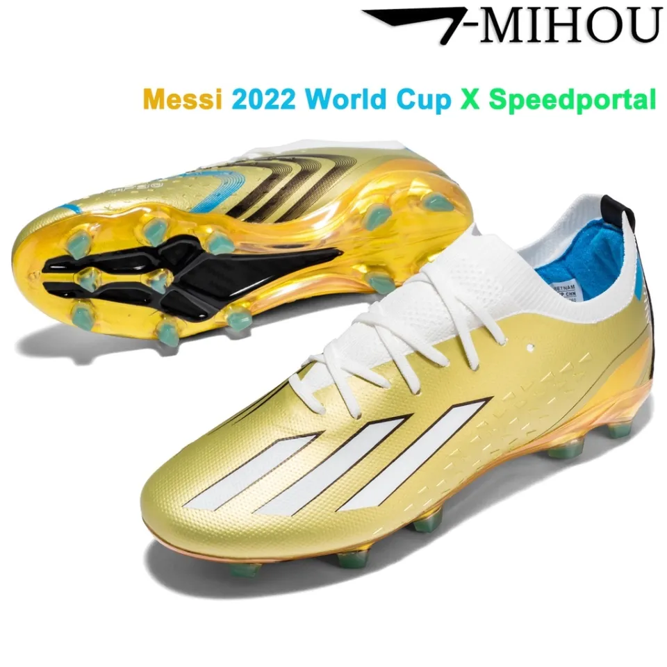 ❒☋ Adi Messi 2022 World Cup X Speedportal FG Gold Football Boots