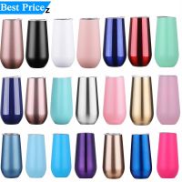 ❍♚ 10Pcs 6oz Wine Tumbler Beer Cups Champagne Mugs With Lids Stainless Steel Insulated Vacuum Glass Egg Shaped Cup Thermos Gifts