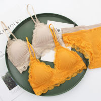 New lingerie sets whorl cotton comfortable small pad Bralette sexy lace sleep underwear seamless thin cup women wireless bra set