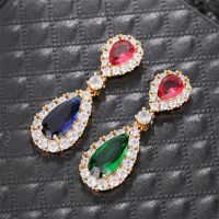 CAOSHI Fancy Colorful Crystal Pendant Earrings Lady Anniversary Party Accessories with Exquisite Design Aesthetic Jewelry Gift