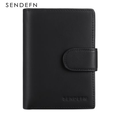 SENDEFN Wallet Mens Short RFID Anti-Theft Brush Leather Wallet European And American Style Color Matching Zero Wallet 5241