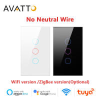 Avatto wifi/zigbee สวิตช์ไฟไม่มีสายกลางที่จำเป็น Tuya APP การควบคุมระยะไกลสมาร์ทสวิทช์สัมผัสทำงานร่วมกับ Alexa G-oogle Home