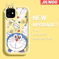 เคส JIUMOO สำหรับ iPhone 11 11 Pro 11 Pro Max เคสการ์ตูนโดราเอมอนมอนมอนน้อยมอนสเตอร์ตัวน้อยโบว์น์ฟอร์มเคสนิ่มทนต่อการขัดถูเคสโทรศัพท์โปร่งใส TPU ซิลิกาเจลเลนส์กล้องถ่ายรูปฝาครอบป้องกัน