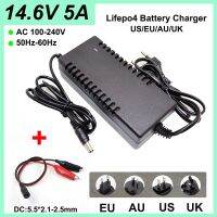 14.6V 5A Lifepo4 Charger 4S 12.8V Lifepo4 Battery Pack Charger Smart Power Off AC100-240V DC5.5*2.1/2.5Mm Plug +Crocodile Clip