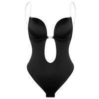 Elastic tight conjoined clothing depth V exposed back adductor body invisible shoulder straps body shaping suit