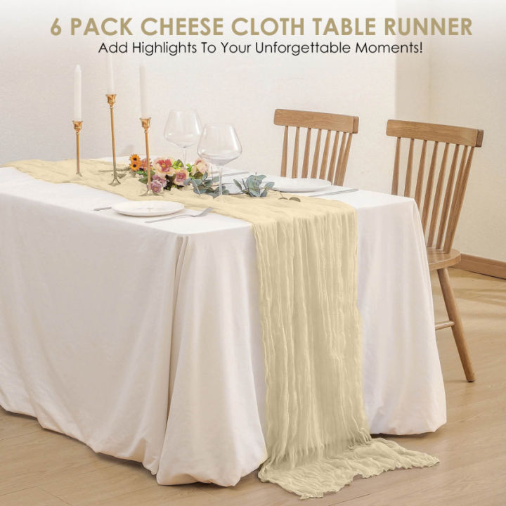 6แพ็คผ้าปูโต๊ะผ้าชีสผ้าปูโต๊ะช่อดอกไม้ประดับสีเขียวแบบชนบทผ้าปูโต๊ะ35-x120-ผ้าปูโต๊ะผ้าก๊อซผ้าก๊อซผ้าปูโต๊ะ-boho-สำหรับงานแต่งงาน