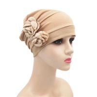 MABOLA หมวกอินเดียยืดหยุ่นหมวก Headwrap ผู้หญิงหลากสีหมวกคลุมผมตอนหลับ Chemo หมวกใส่ผ้าคลุมศีรษะที่รัดศีรษะหมวกแบบโพกศีรษะกุหลาบดอกไม้ฮิญาบ