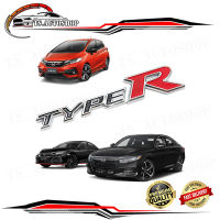 โลโก้ Logo "TYPE R" โครเมียม+แดง Honda Civic Fit Jazz Accord ขนาด 3x15x0.5 จำนวน 1 Piece ปี 2000 - 2019 มีบริการเก็บเงินปลายทาง