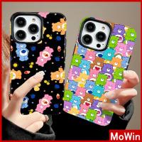 Mowin - เข้ากันได้สำหรับ เคสไอโฟน เคสไอโฟน11 เคส สำหรับ iPhone 14 สีดำเงา เคสอ่อนกันกระแทกป้องกันกล้องน่ารักการ์ตูนหมีเข้า