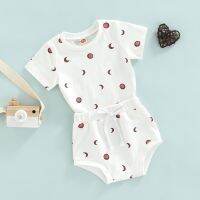 、‘】【= Ma&amp;Baby 0-18M Newborn Infant Baby Boys Clothes Set Sun Moon Print Short Sleeve T-Shirt Shorts Outfits Summer Costumes D01