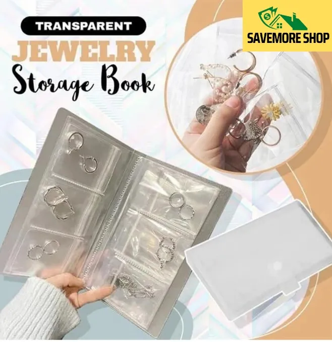 Savemore Shop Jewelry Storage Book Transparent Organizer Earring Holder  Book Storage Album for Pet Dog Cat Rings, Necklace, Bracelets, Portable  Travel Case Box