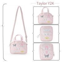 Sanrio My Melody Storage Bag Anime Figure Kuromi Hello Kitty Makeup Bag Fashion Embroidered Dream Angel Series PU Handbag Y2K