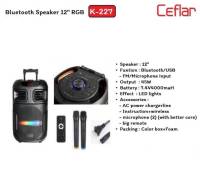 ?ลำโพงบลูทูธล้อลาก ลำโพงบลูทูธพกพา? Ceflar K-227 Bluetooth/USB ดอกลำโพงขนาด 12 นิ้ว มีไมค์ลอย 2 ตัว ?