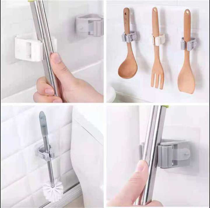 Broom and Mop Holder Wall Mount wall Mounted Broom Clip Mop Gripper no ...