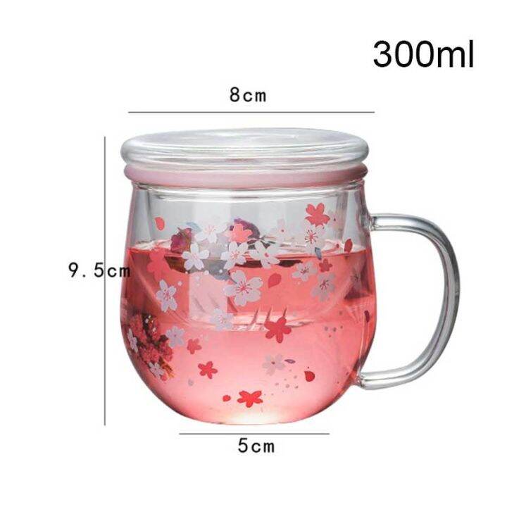 cw-300ml-mug-glass-with-infuser-filter-lid-cup-set-blossoms-teacup-transparent-resistant-glasses