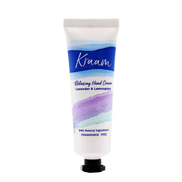 kraam-ครีมทามือ-สูตรลาเวนเดอร์และตะไคร้-relaxing-hand-cream-lavender-amp-lemongrass-25-ml