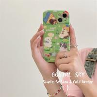 เคสไอโฟนน่ารัก ภาพประกอบสุนัขตั้งแคมป์การ์ตูนเหมาะสำหรับเคสโทรศัพท์มือถือ 14pro max 13pro ใหม่ iPhone12 รวมทุกอย่าง 11 ตัวเมีย