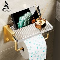 Acrylic+Aluminum Alloy Roll Holder Tissue Holder Wall Mount WC Paper Phone Holder Paper Hanger Bathroom Fitting 31039