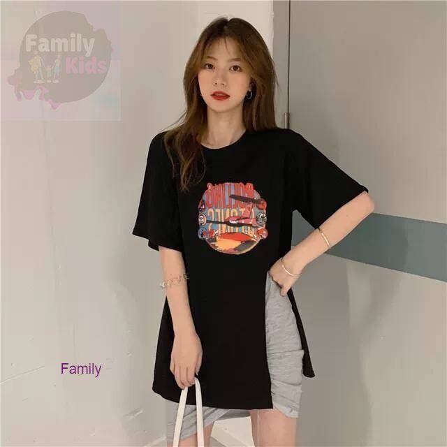 fam-เสื้อสกรีนลาย-ผ่าข้าง-oversize-สไตล์เกาหลี-คอกลมแขนสั้น-น่ารัก-c011