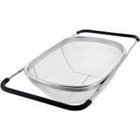 Retractable Drain Basket Rubber Grip Handle Stainless Steel Oval Colander Sink Vegetable Draining Rack Drain wash sink strainer