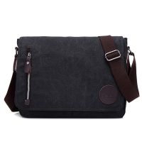 CS New Vintage Canvas Satchel Messenger Bag for Men Travel Shoulder Bag Crossbody School Bag for 13.3 Inch Laptop Chromebook Computer