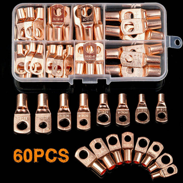 60 Piece Solder Connector Kit, Copper Ferrule, For Automotive, Crimp ...