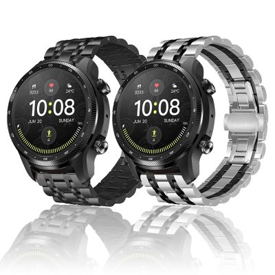 （A Decent035）สำหรับ TicWatch Pro 3 Gps/gtx/ultra GPS Smart Watch เจ็ดสแตนเลสสตีลโลหะ22มม. สร้อยข้อมือสายรัดข้อมือ Correa