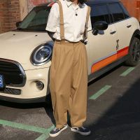 Men Hip Hop Loose Suspenders Wide Leg Pants Fashion Korean Style Overall Harajuku Cargo Trousers Streetwear Skateboard