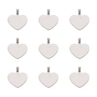 Pandahall 10pcs Heart Stainless Steel Stamping Blank Tag Pendants Charms With Snap on Bails For Necklace Jewelry Making Gift