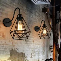 Industrial Wall Sconce Vintage Wire Cage Wall Light Rustic Wall Light Fixture for Bedroom Nightstand Porch