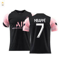 IUM 21-22 Paris 2ออกไปสีดำเสื้อแข่งฟุตบอลหมายเลข30เมสซี่หมายเลข7 Mbappe เสื้อเจอร์ซีย์สำหรับผู้ใหญ่ชุดเสื้อซ้อมกีฬา