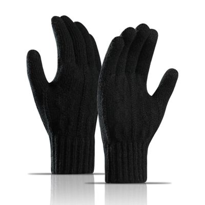 Winter knit warm gloves thick four-color solid color warm touch screen Warm riding driving gloves