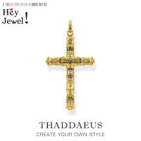 Pendant Elaborate Design Cross Golden, New Fine Jewelry Ethnic 925 Sterling Silver Bijoux Necklace Gift For Woman &amp; Men