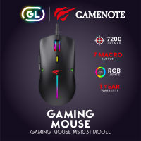 Gamenote Macro Gaming mouse RGB เมาส์เกมมิ่ง เม้าส์เกมมิ่ง เม้ามาโคร 6 Key ไฟ RGB Backlit GM 1031 800-7200DPI razer hyperx logitech fantech nubwo เม้าส์เล่นเกม