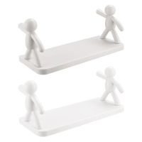 【CC】 Wall Mounted Little Human Floating Shelf Multifunction Storage Holder Hanger G5AB