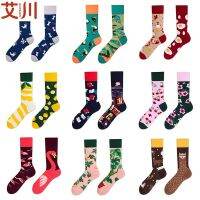 【Sock shop】การ์ตูน Ab Sox ผู้หญิงถุงเท้าไม่สมมาตรสำหรับผู้หญิงถุงเท้าลูกเรือสัตว์ผ้าฝ้ายนุ่ม Kawaii ร้านขายชุดชั้นฤดูใบไม้ร่วงฤดูหนาวลำลองสุภาพสตรีถุงน่อง