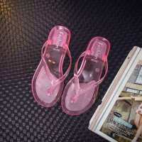 Womens Summer Slippers Transparent Beach Sandals Jelly crystal Flip Flops Wear Flat Slippers Outside Size 36-40