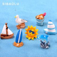 hot【DT】☞┇❈  Beach Sailboat Figurine Resin Landscape Miniature Garden Decoration Accessories