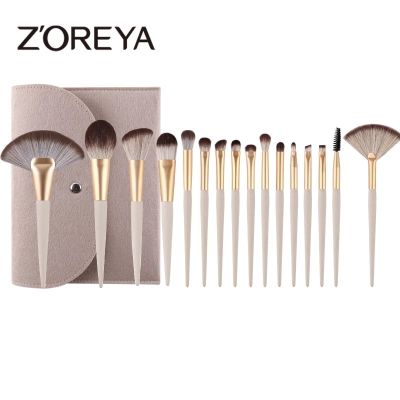 ZOREYA Makeup Brushes Set 16Pcs Powder Foundation Eyelash Large Fan Eye Shadow Make Up Brush Beauty Cosmetic Tool Makeup Brushes Sets