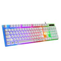 Gaming Mechanical Keyboard 104 Keys USB Wired Keyboard Mouse Set LED Rainbow Backlight for Tablet Desktop Laptop Computer