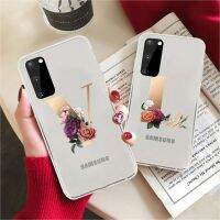 เคสซิลิโคนโทรศัพท์ TPU แบบน่มลายดอกไม้26ตัวอักษรภาษาอังกฤษ,เคสซิลิโคนเริ่มต้นที่กำหนดเองสำหรับ Samsung A71 A40 A31 A41 A50 A70 A51ฝาครอบ5G