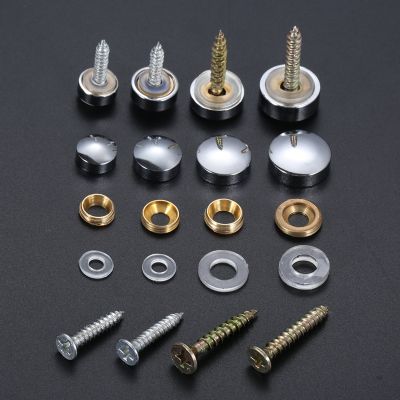 4 Sets 10/12/14/16mm Pure Copper Advertising Screws Mirror Nails Decorative Cover Advertisement Fixing Screw Cap Glass Fastener