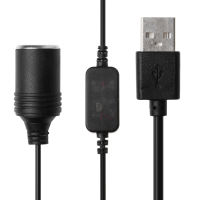 5V USB ตัวผู้เป็น12V ช่องจุดบุหรี่ในรถยนต์ตัวเมียเพิ่มแรงดันไฟฟ้าสายแปลงสัญญาณพอร์ตชาร์จ USB